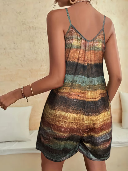 Women's Casual Overalls - Statement Print Off-Shoulder detail view