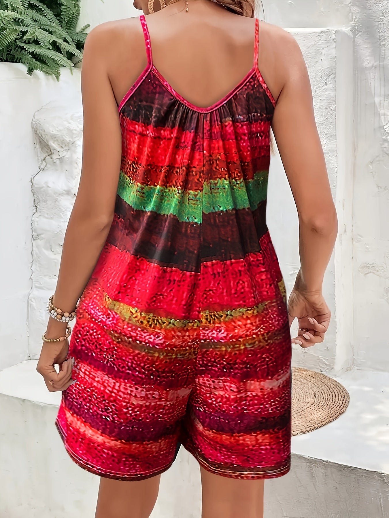 Women's Casual Overalls - Statement Print Off-Shoulder detail view