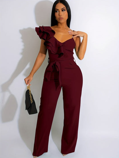 Women's Casual Overalls - V-Neck Wide Leg – White option – main product image