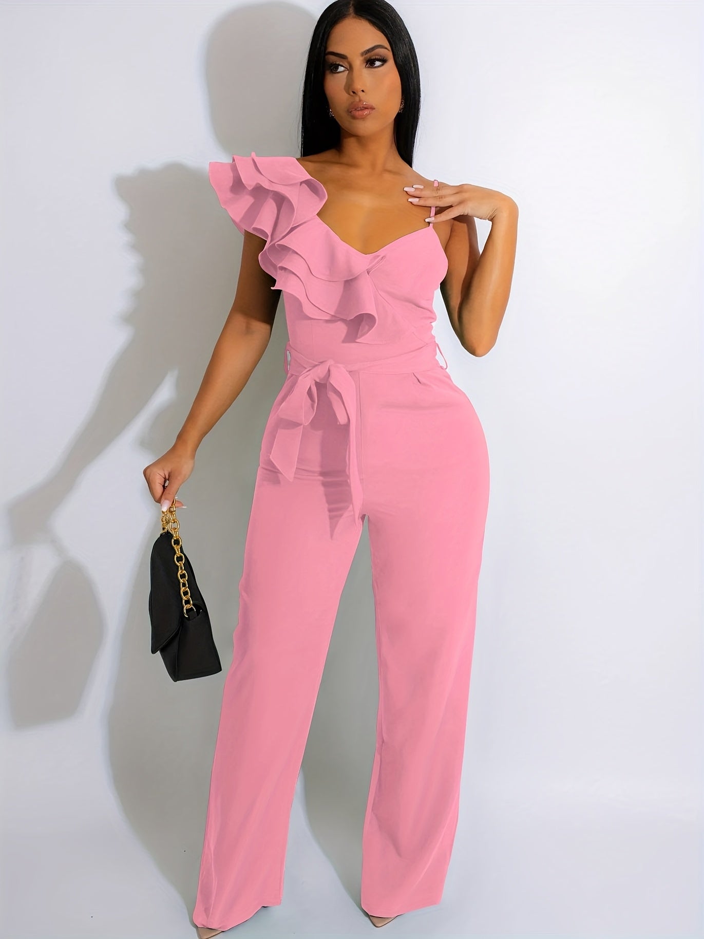 Women's Casual Overalls - V-Neck Wide Leg – White option – view 5