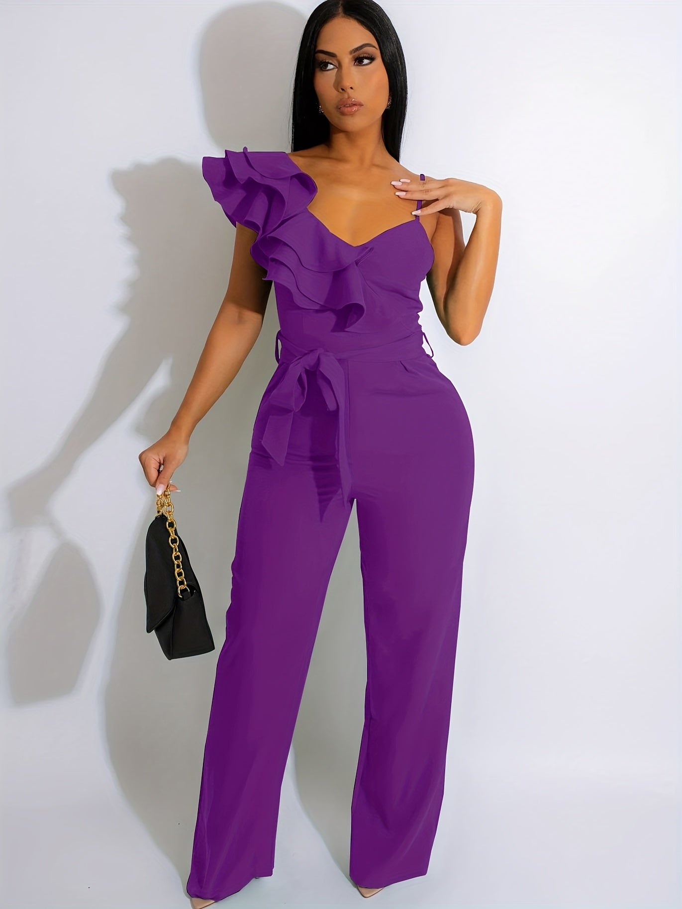 Women's Casual Overalls - V-Neck Wide Leg – White option – view 13