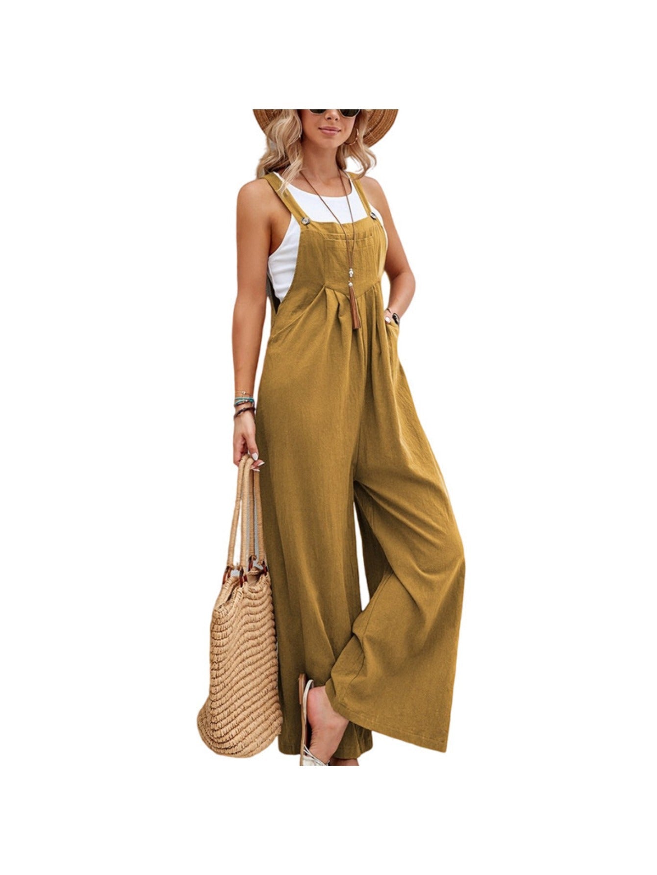 Women's Casual Overalls - Wide Leg detail view