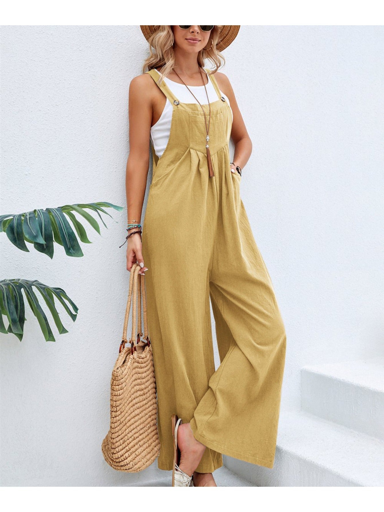 Women's Casual Overalls - Wide Leg detail view