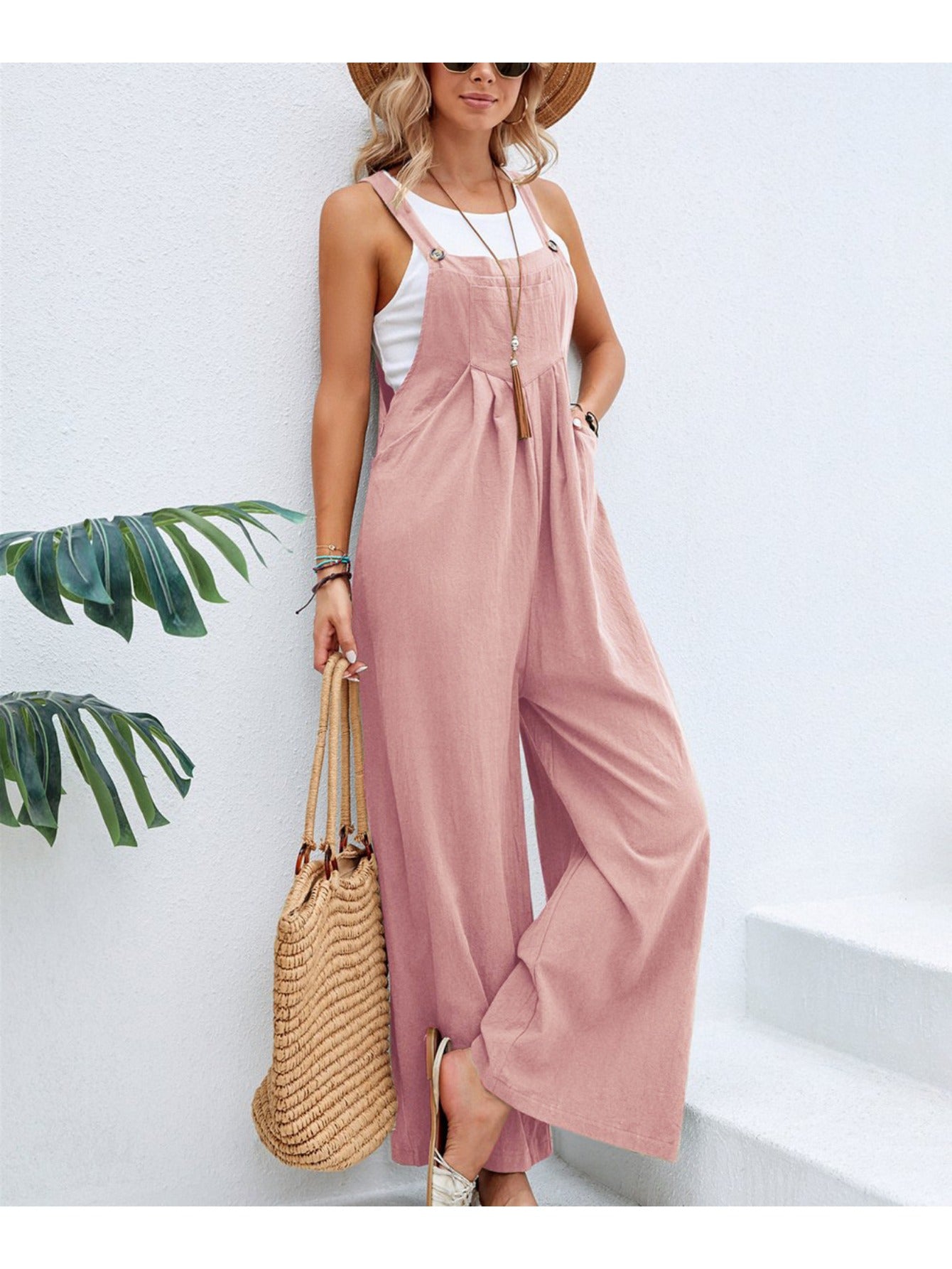 Women's Casual Overalls - Wide Leg detail view