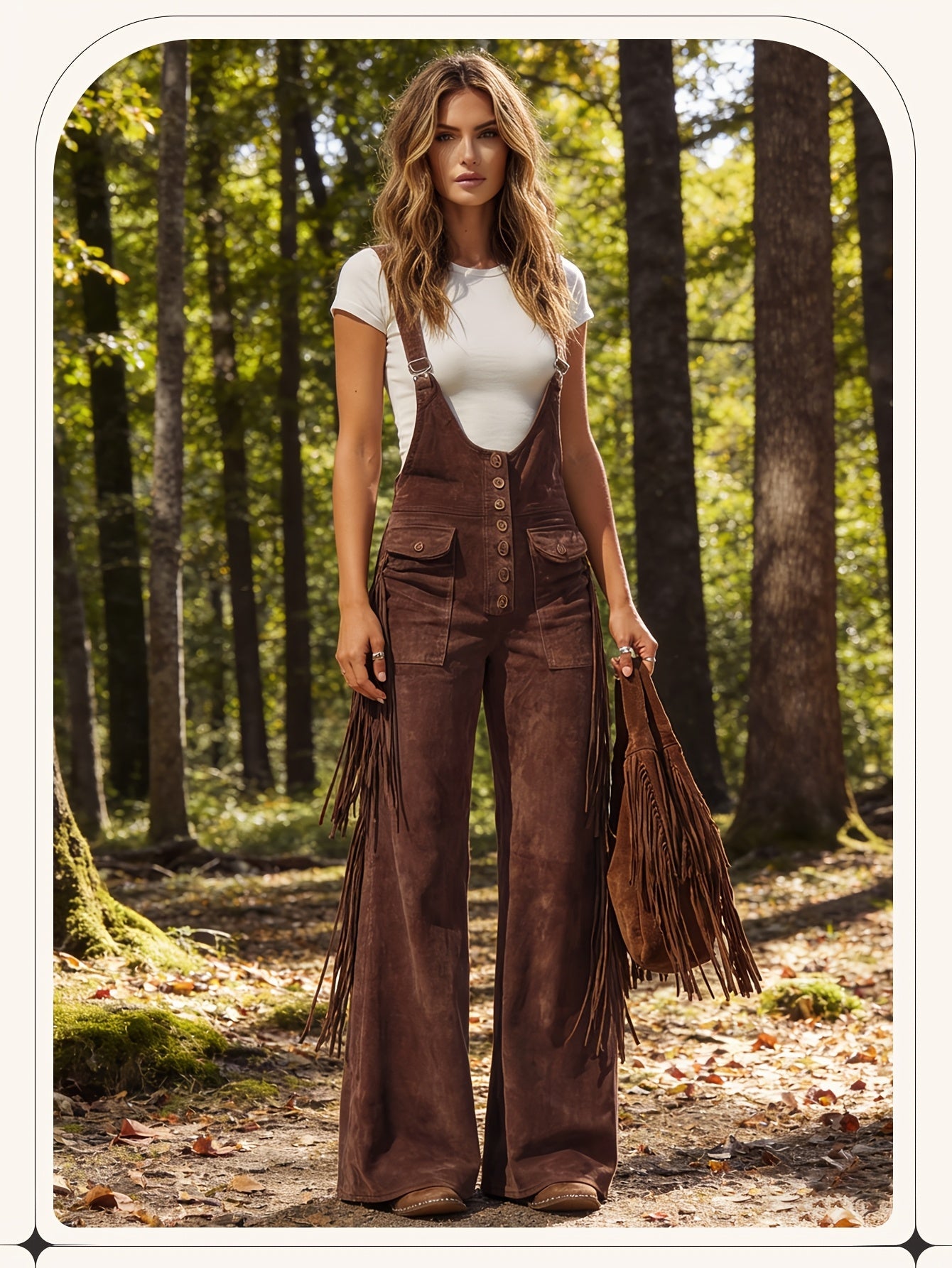 Women's Casual Overalls - Wide Leg Button Detail detail view