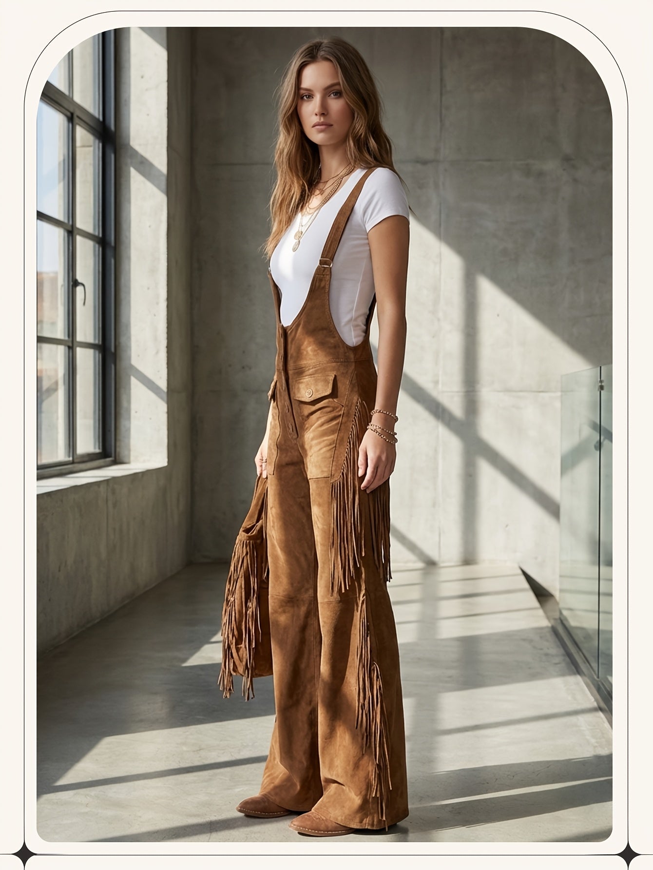 Women's Casual Overalls - Wide Leg Button Detail detail view