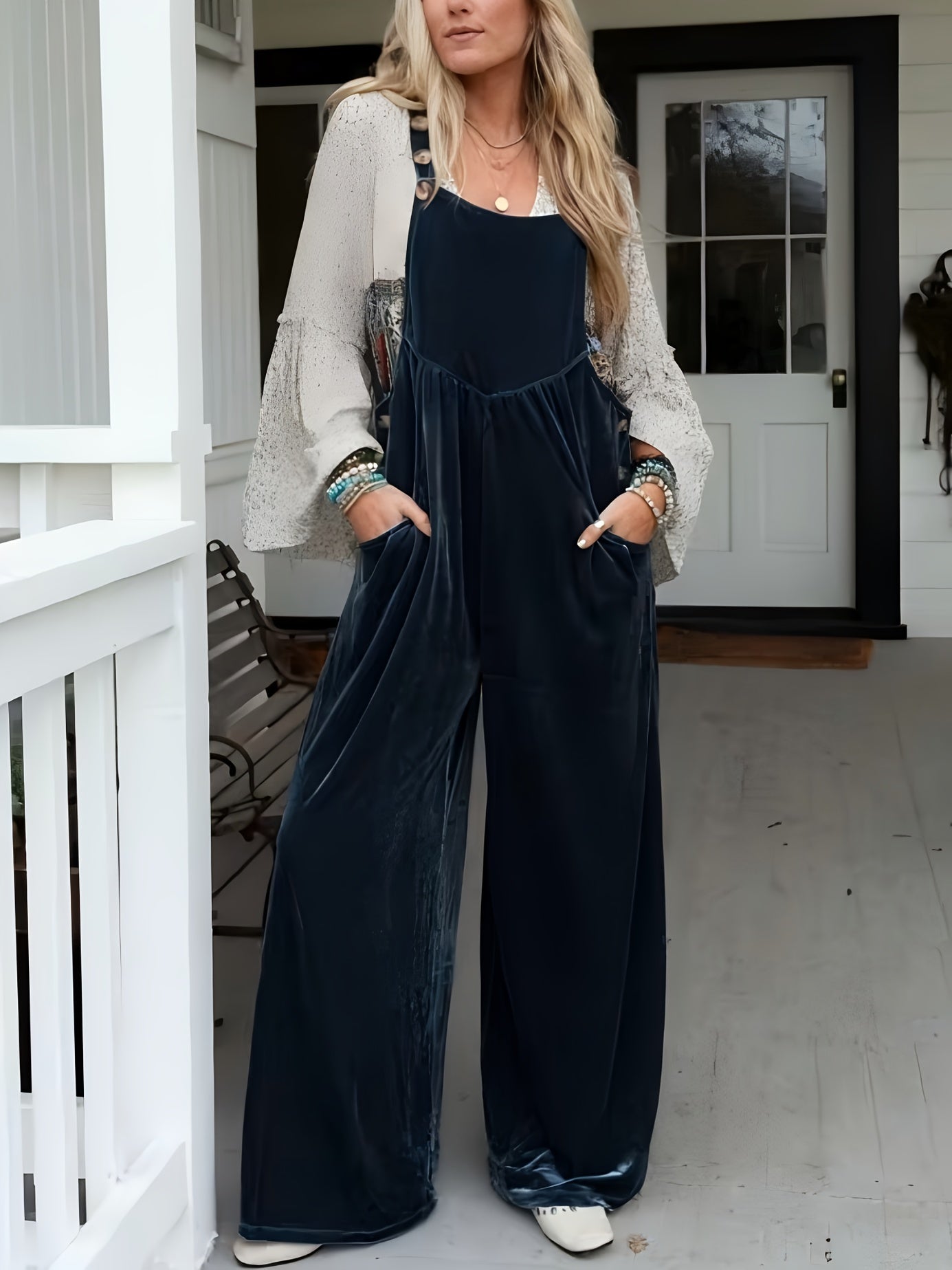 Women's Casual Overalls - Wide Leg Easy Styling 2 detail view