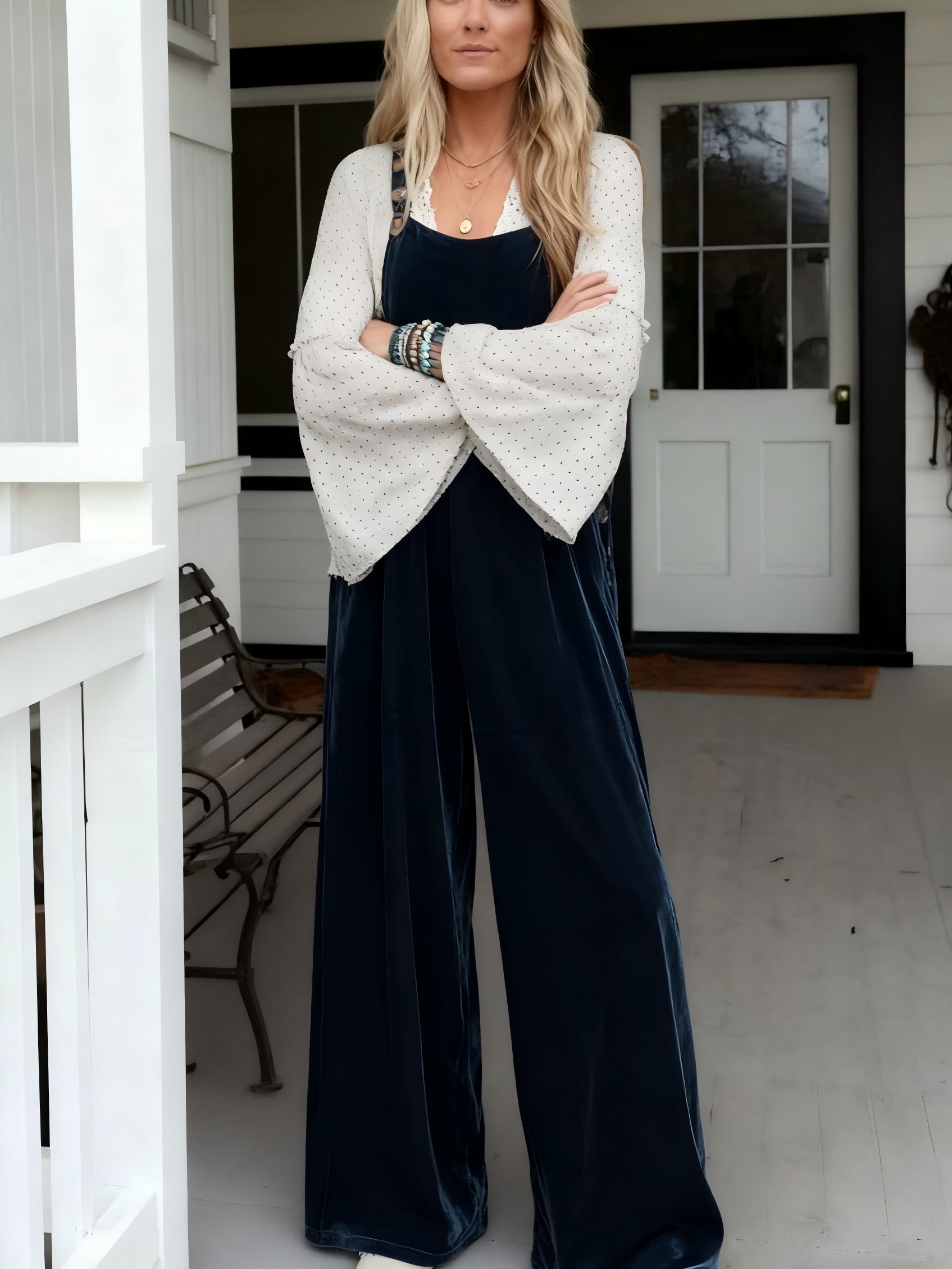 Women's Casual Overalls - Wide Leg Easy Styling 2 detail view
