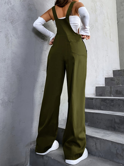 Women's Casual Overalls - Wide Leg Pocket Detail detail view