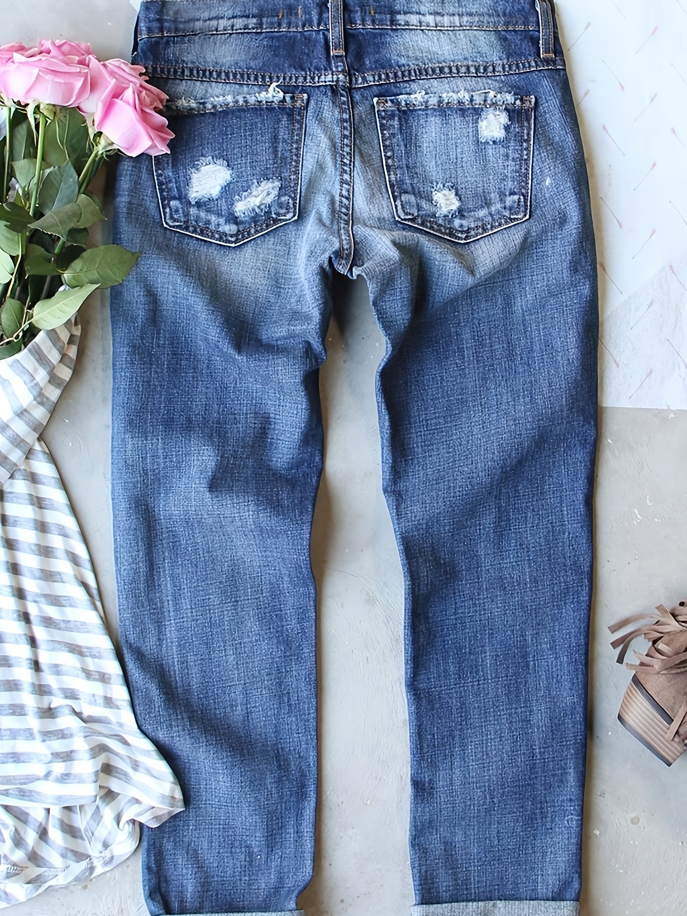 Women's Casual Pants - Distressed Regular Fit detail view
