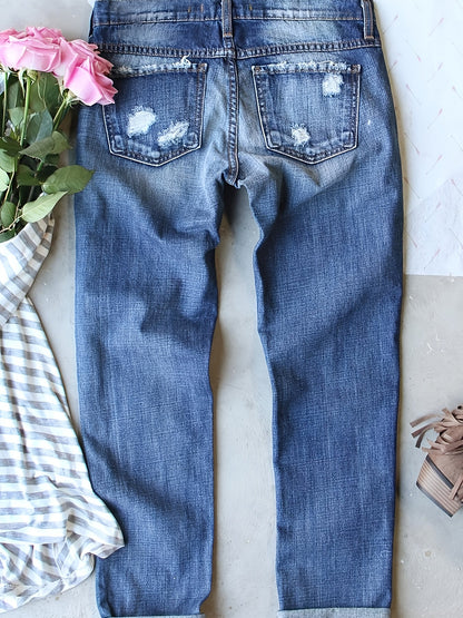 Women's Casual Pants - Distressed Regular Fit detail view
