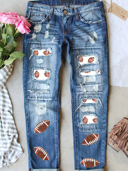 Women's Casual Pants - Distressed Regular Fit – Blue option – main product image