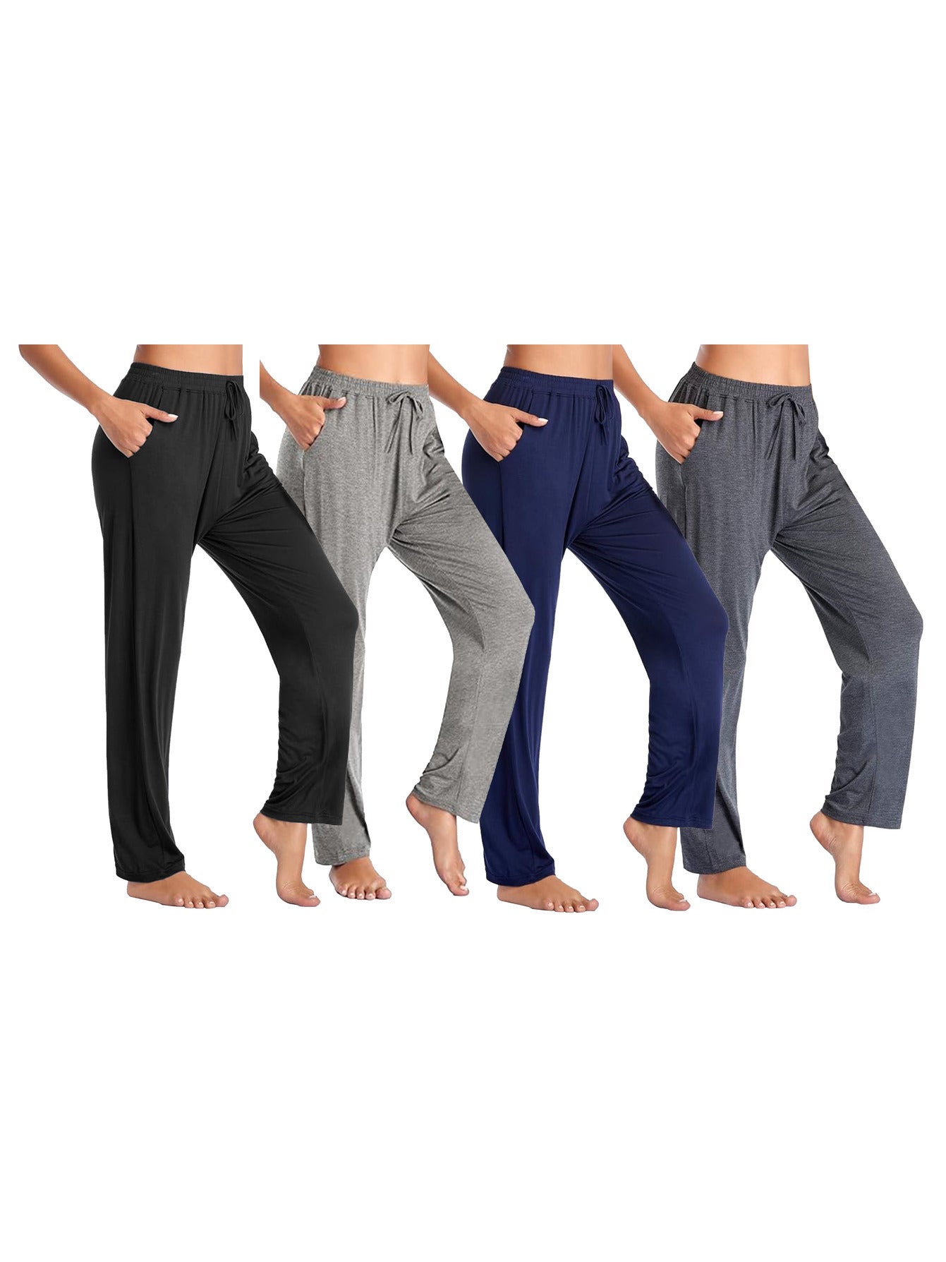 Women's Casual Pants - Drawstring Waist Relaxed fit – Black option – view 7