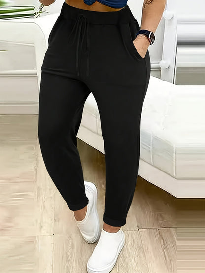 Women's Casual Pants - Drawstring Waist Slim fit detail view