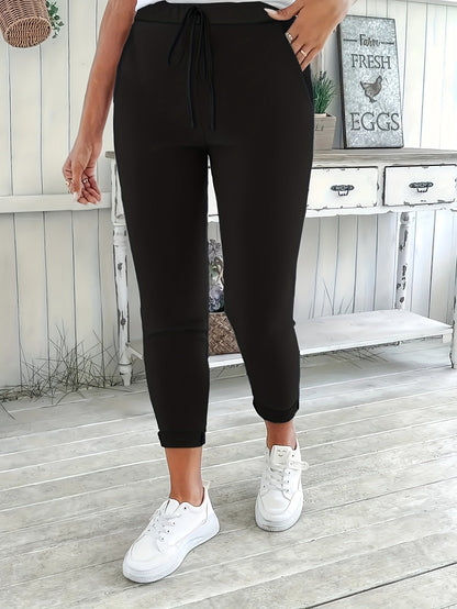 Women's Casual Pants - Drawstring Waist Slim fit detail view