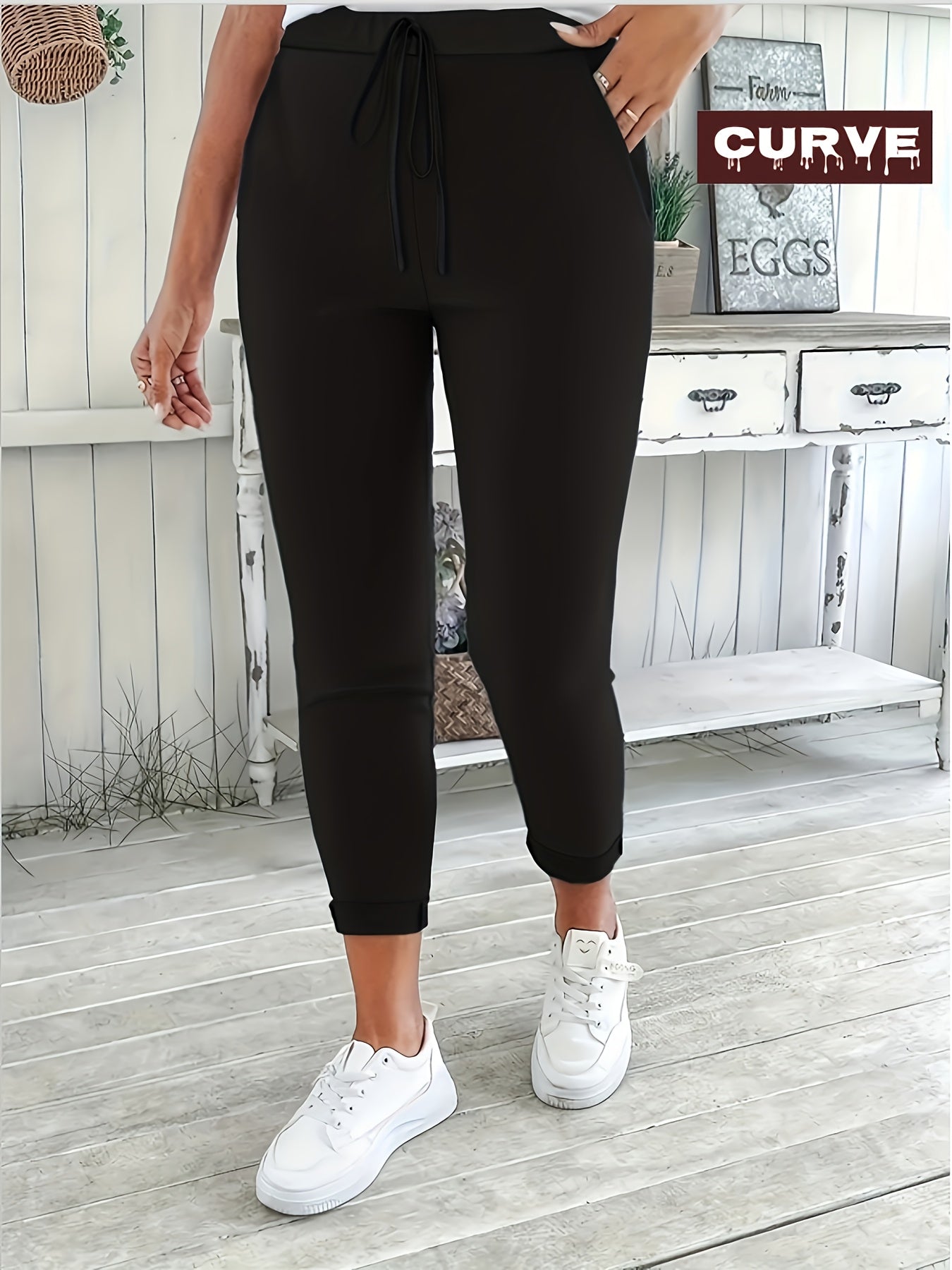 Women's Casual Pants - Drawstring Waist With Pockets 70 detail view