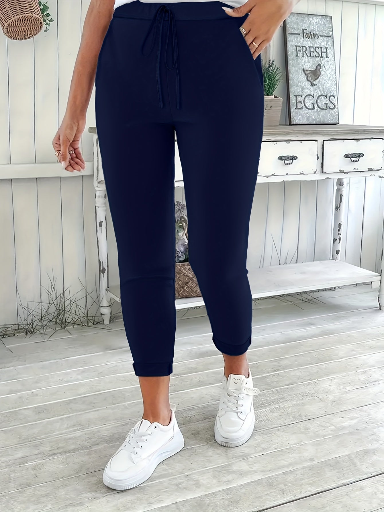 Women's Casual Pants - Drawstring Waist With Pockets 70 detail view