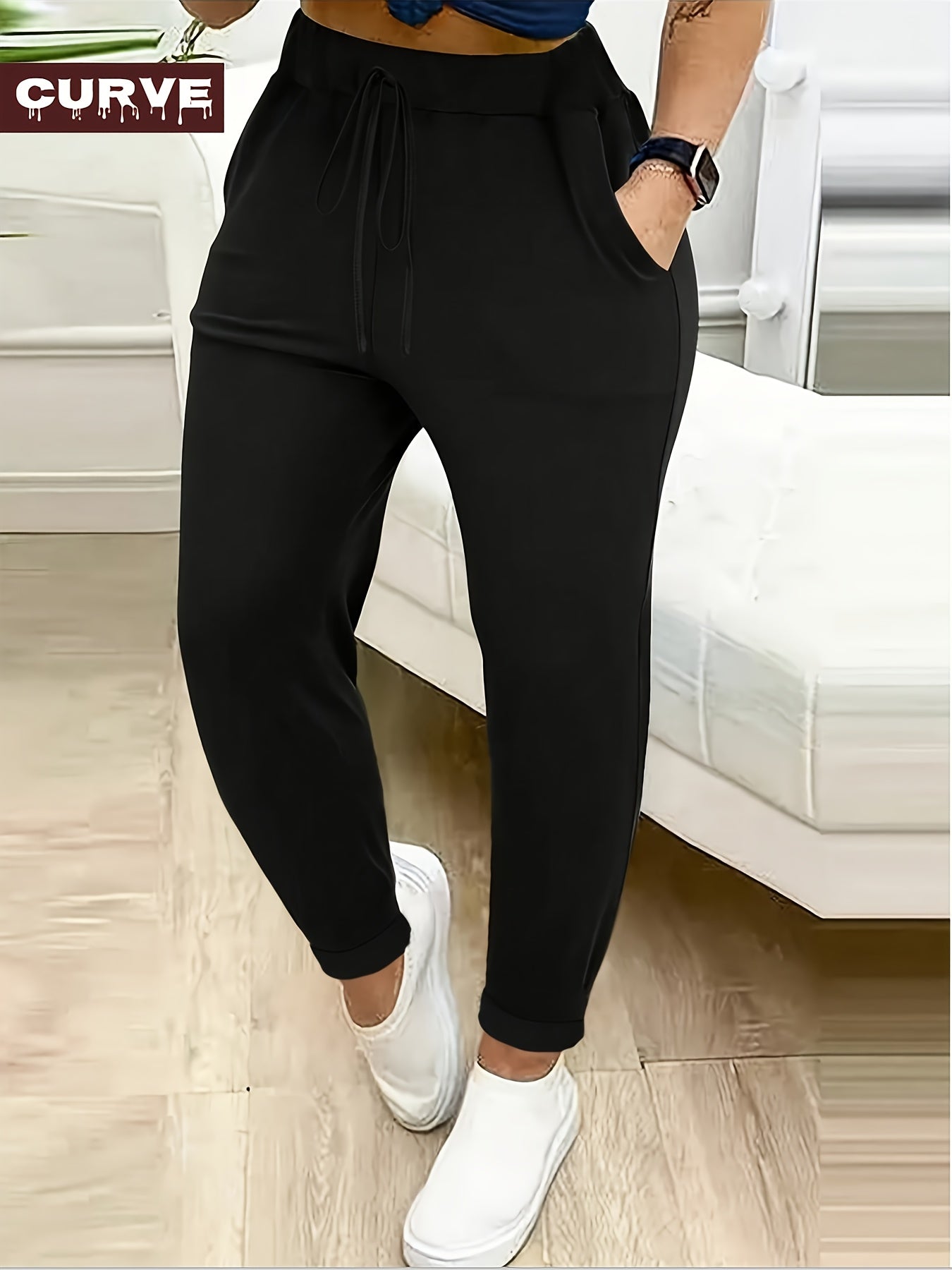 Women's Casual Pants - Drawstring Waist With Pockets 70 detail view