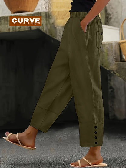 Women's Casual Pants - Elastic Waist With Pockets – main product image