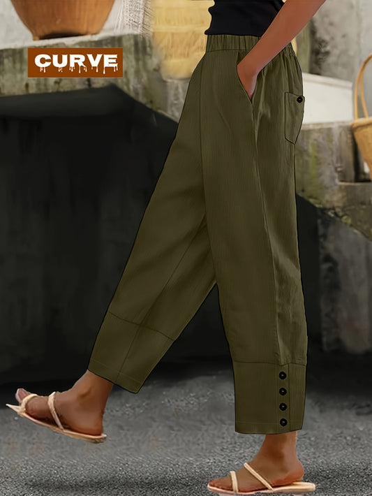 Women's Casual Pants - Elastic Waist With Pockets – main product image