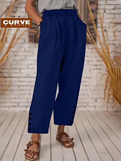 Women's Casual Pants - Elastic Waist With Pockets detail view