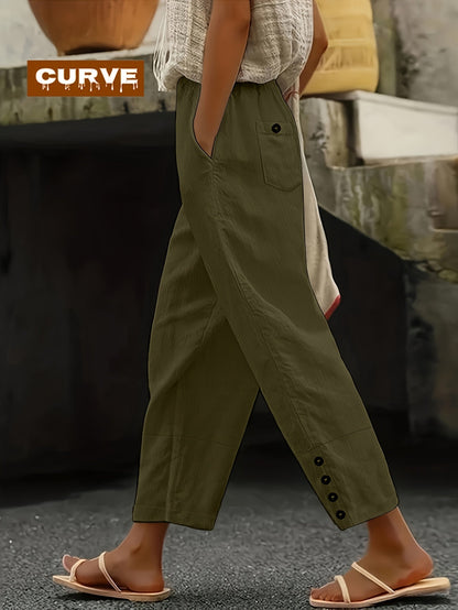 Women's Casual Pants - Elastic Waist With Pockets detail view