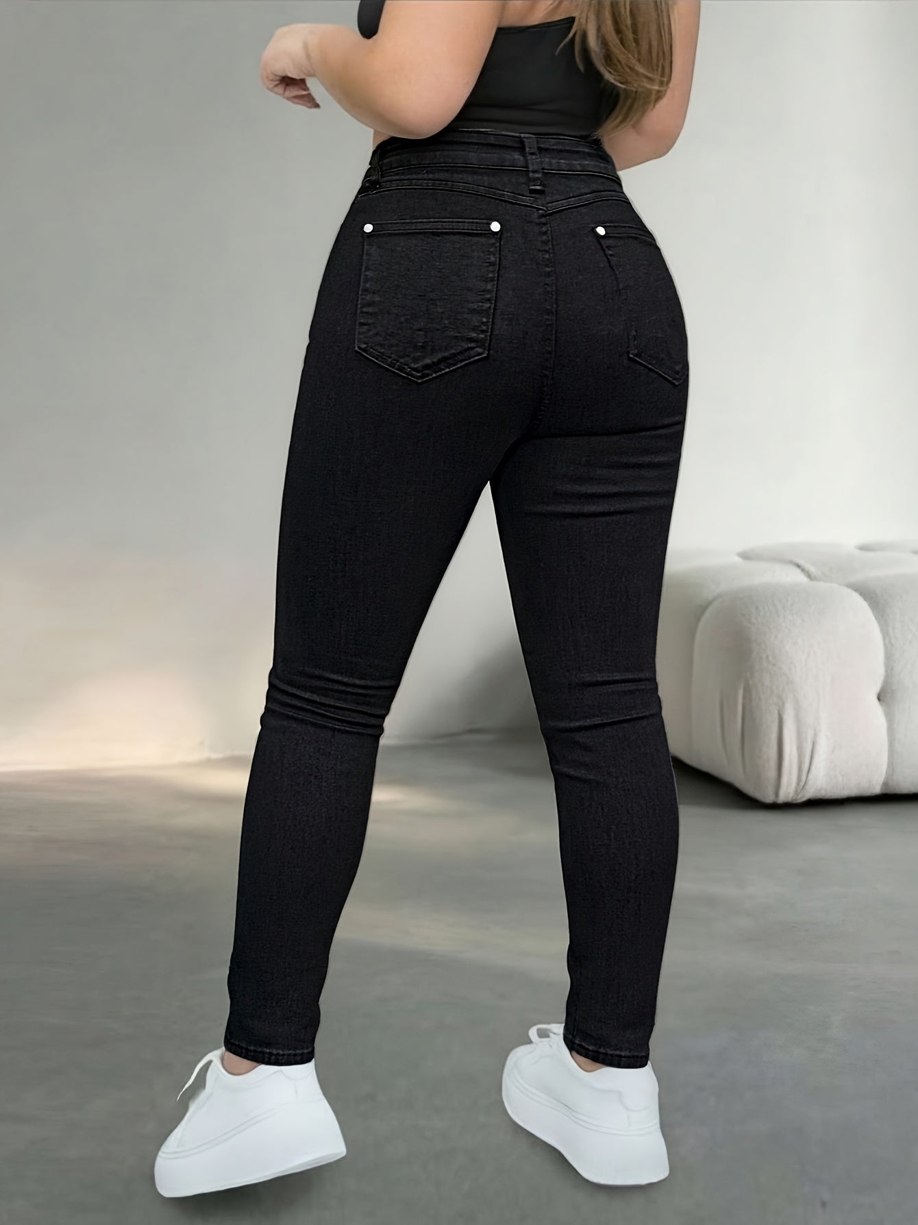 Women's Casual Pants - High Waist – Black detail view