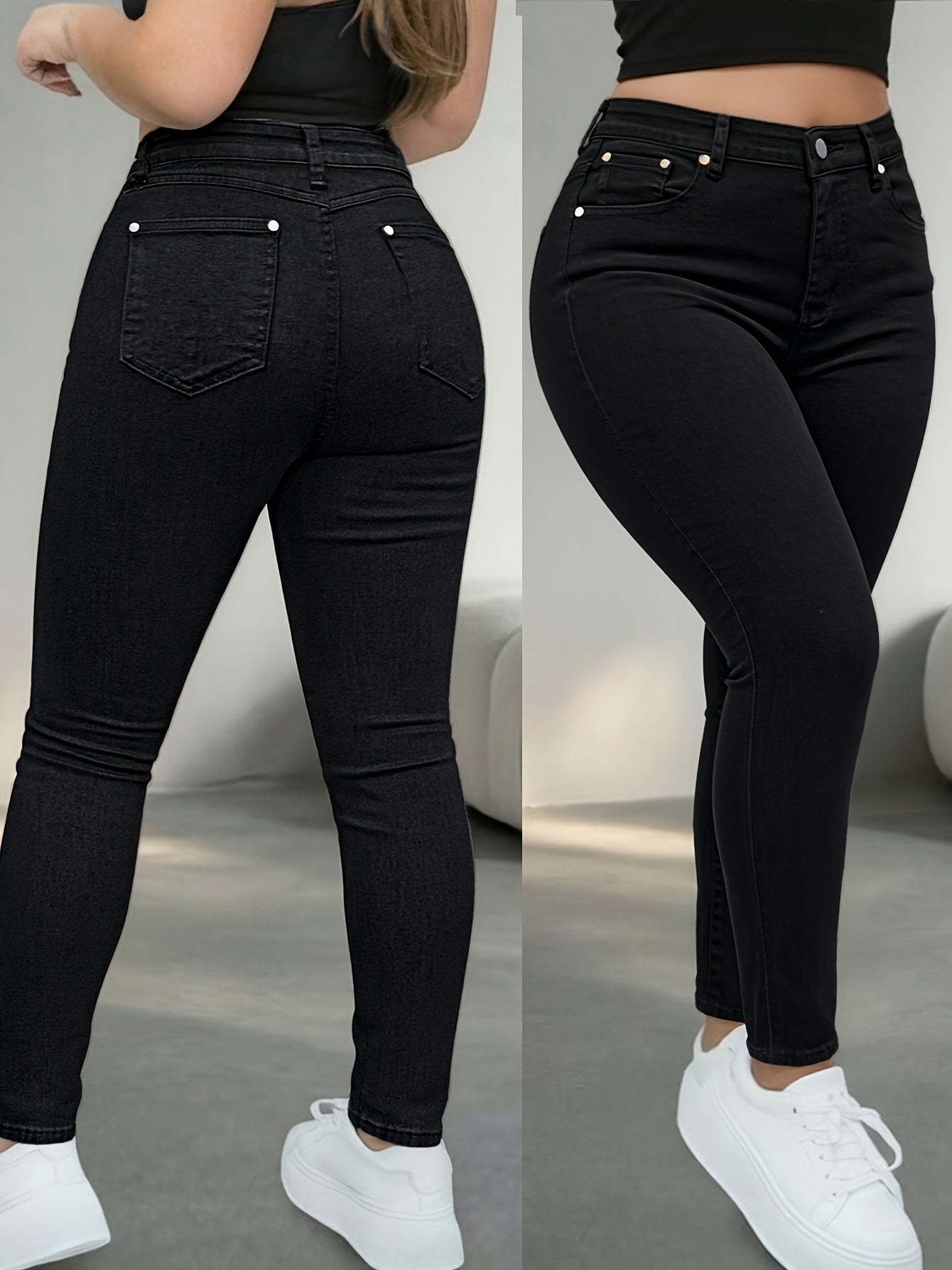 Women's Casual Pants - High Waist – Black detail view