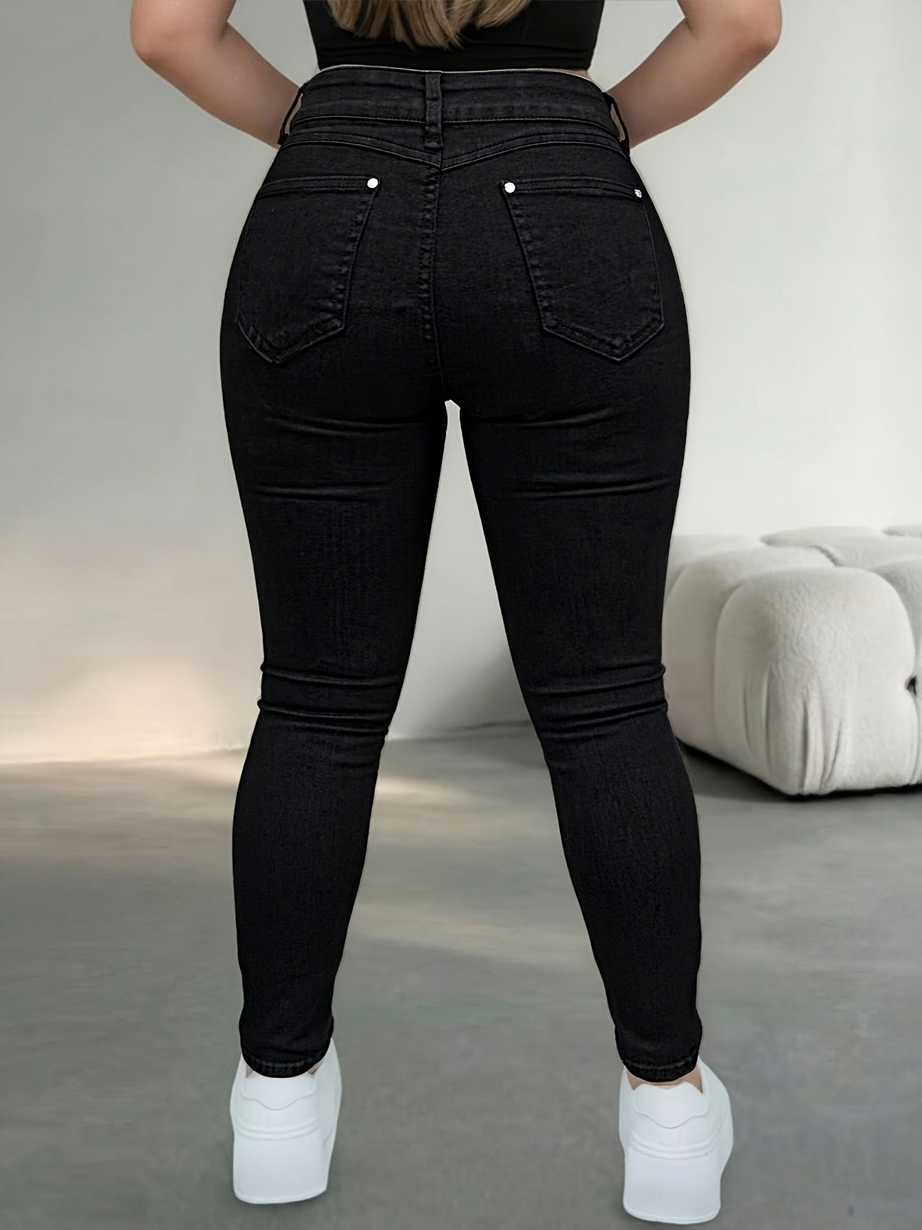 Women's Casual Pants - High Waist – Black detail view