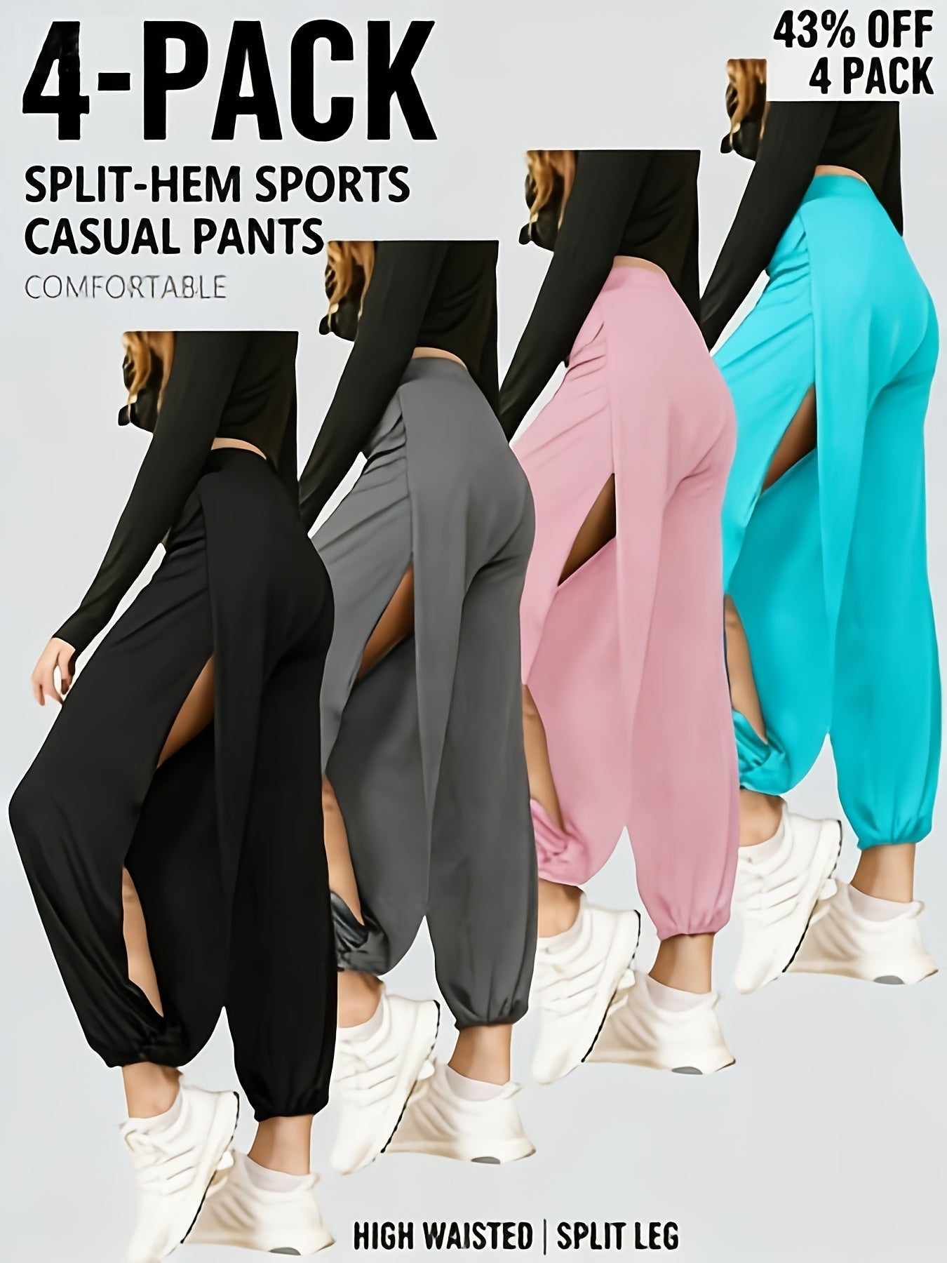 Women's Casual Pants - High Waist Relaxed fit detail view