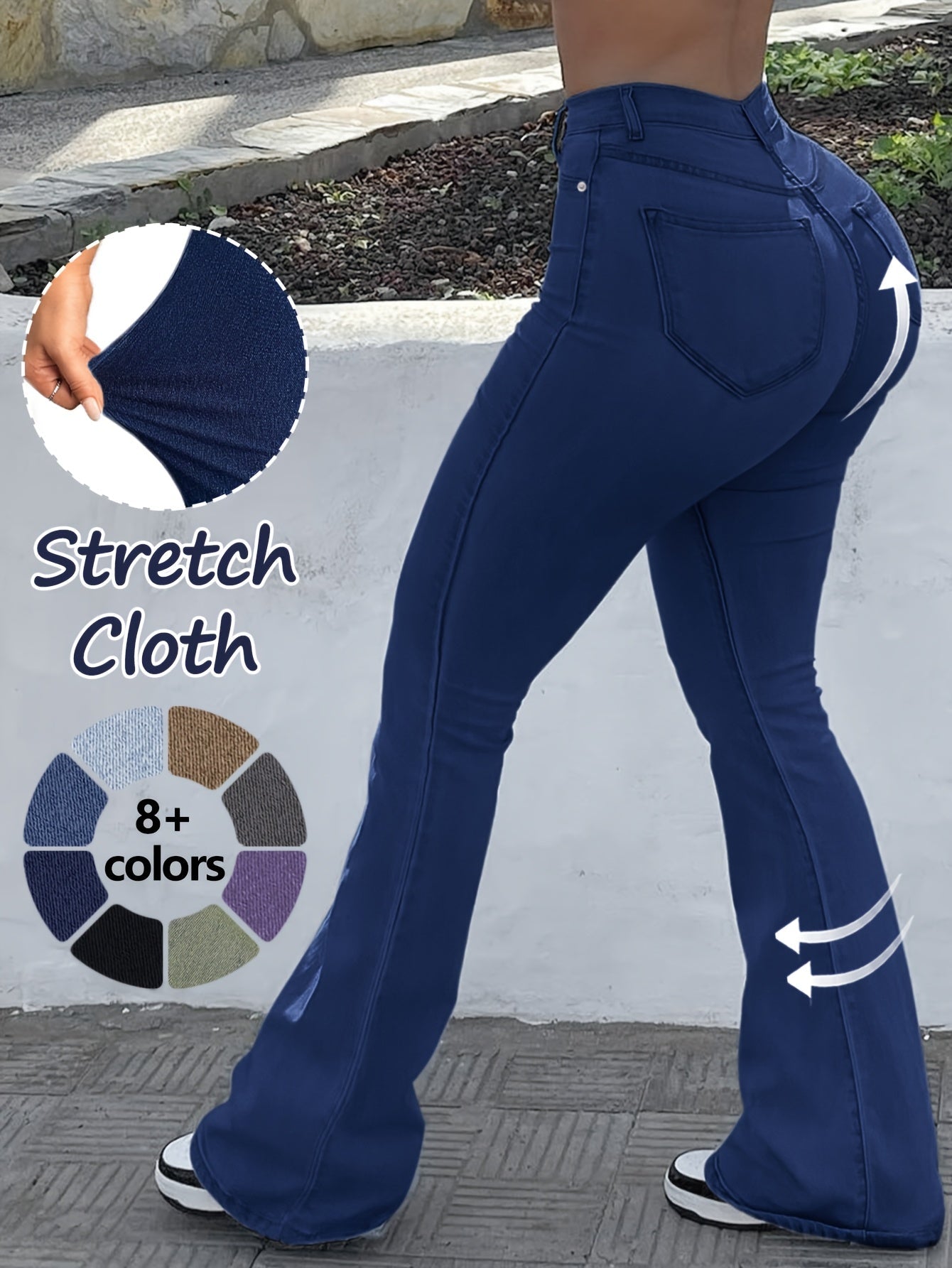 Women's Casual Pants - High Waist With Pockets 51 – Blue option – main product image
