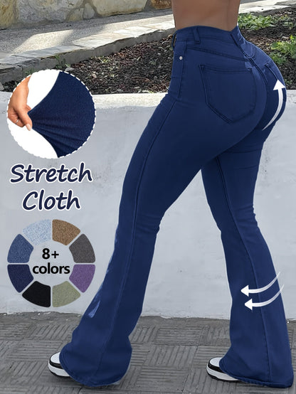 Women's Casual Pants - High Waist With Pockets 51 – Blue option – main product image