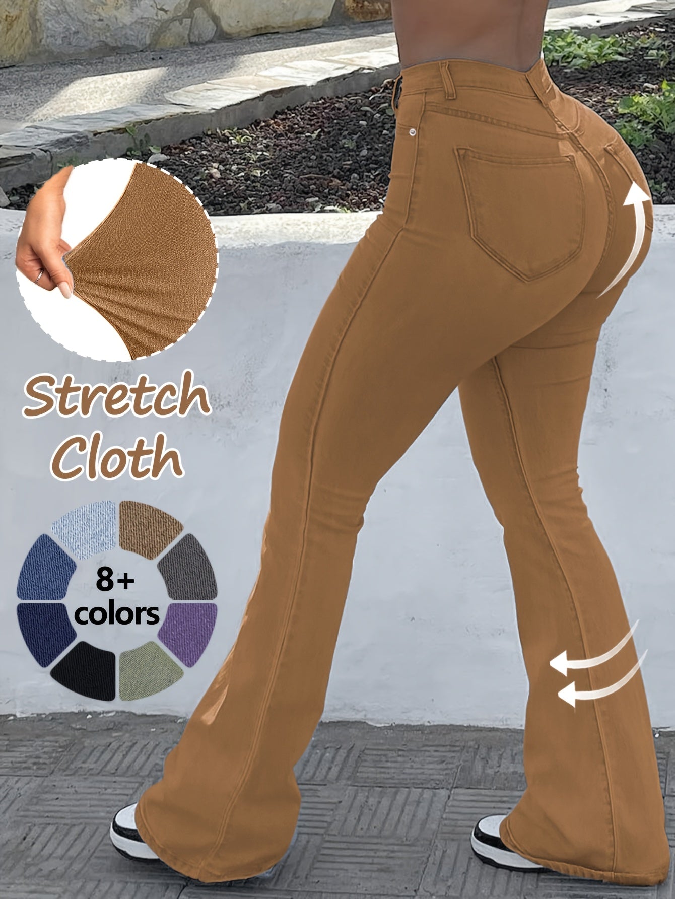 Women's Casual Pants - High Waist With Pockets 51 – Blue option – view 2