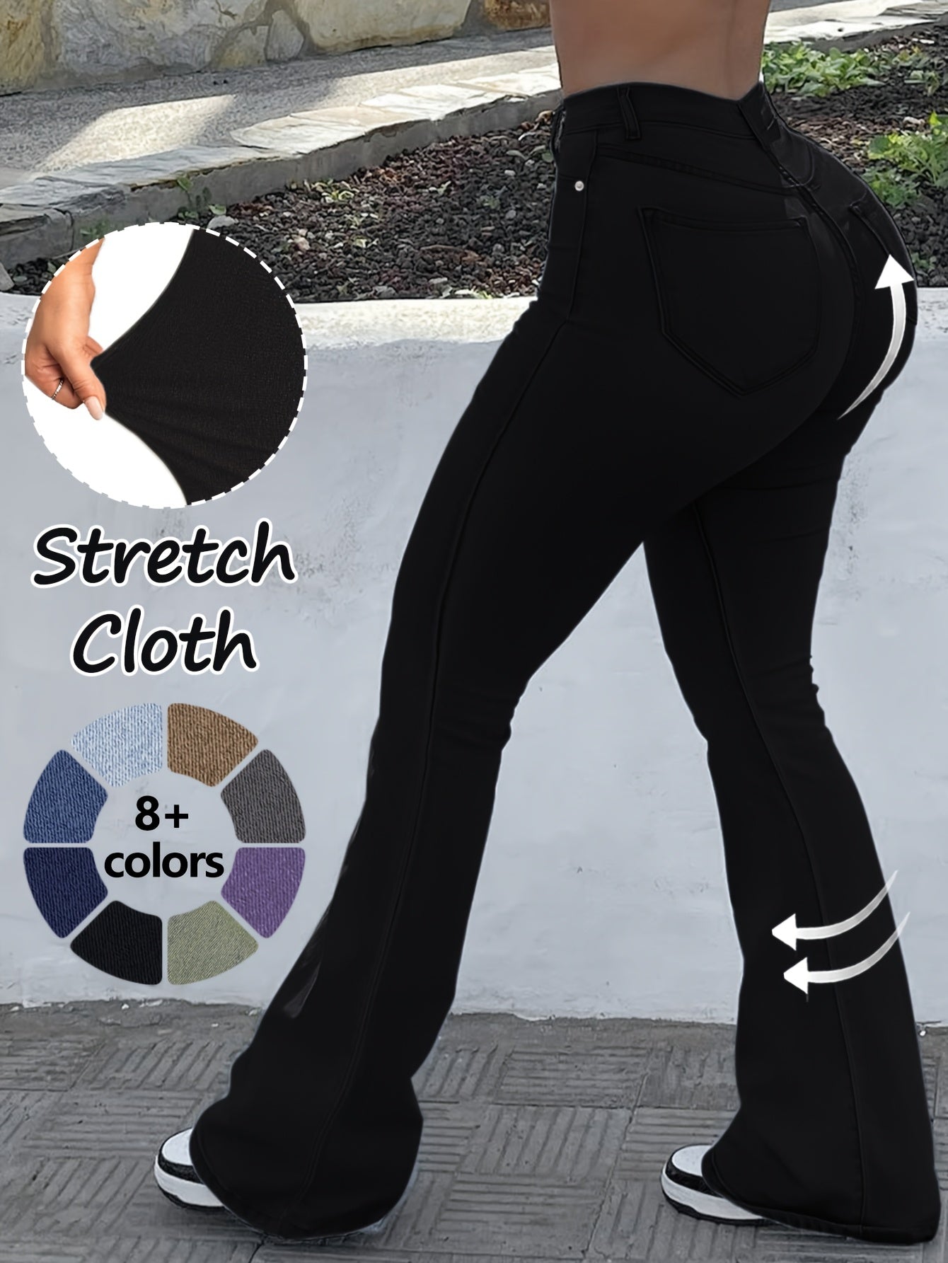 Women's Casual Pants - High Waist With Pockets 51 – Blue option – view 12