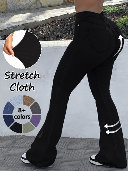 Women's Casual Pants - High Waist With Pockets 51 – Blue option – view 12