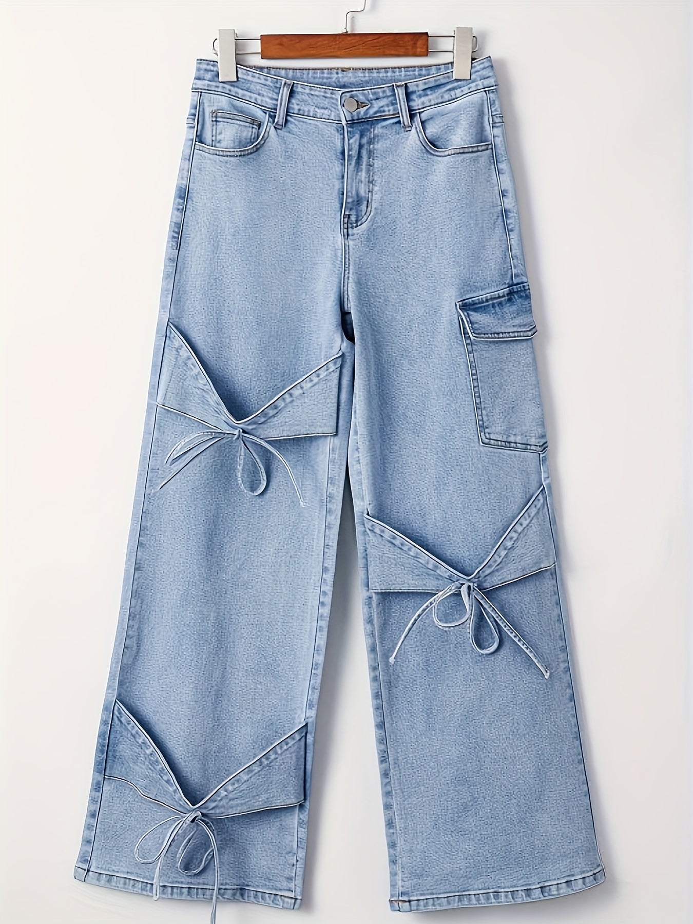 Women's Casual Pants - Pocket Detail – Light Cyan detail view