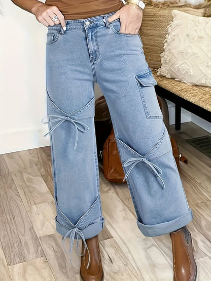 Women's Casual Pants - Pocket Detail – Light Cyan detail view