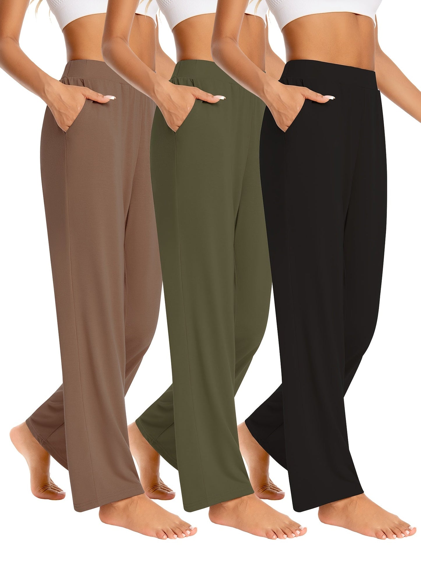 Women's Casual Pants - Pocket Detail Wide leg detail view
