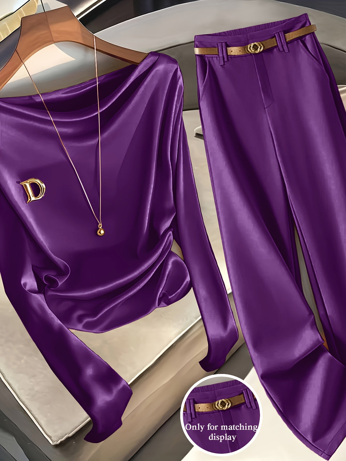 Women's Casual Pants – Violet Blue / Deep Red – Blue option – view 2