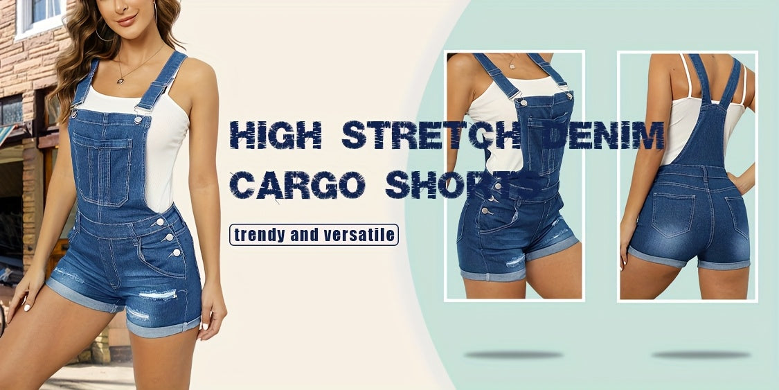 Women's Casual Romper - Short Leg Distressed Detail detail view