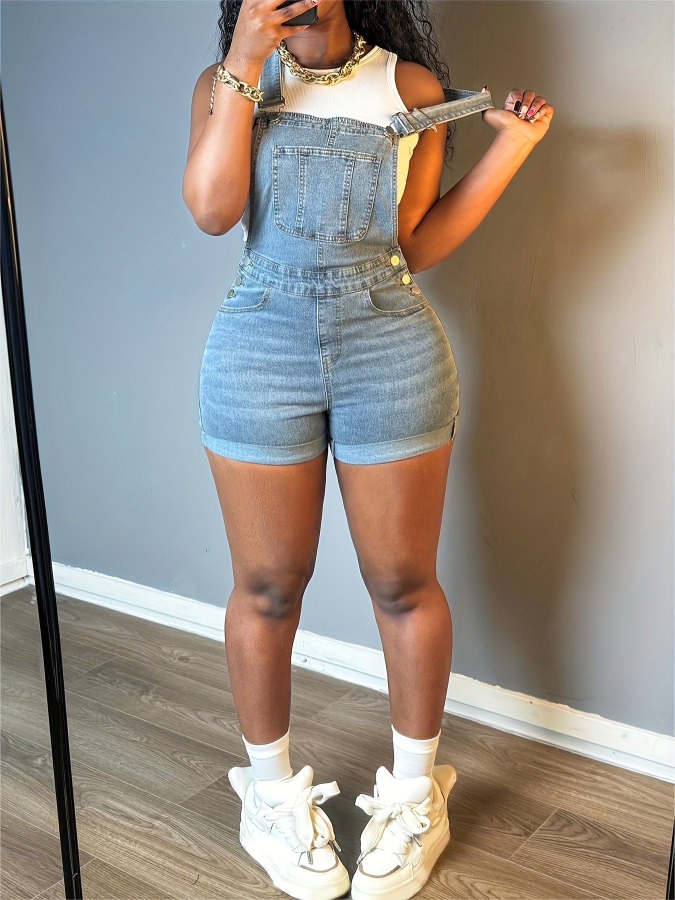 Women's Casual Romper - Short Leg Pocket Detail 2 detail view