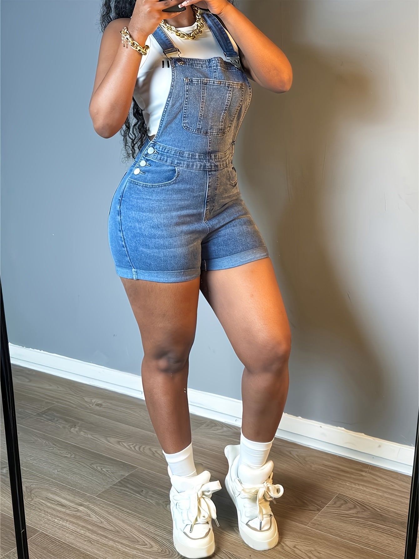 Women's Casual Romper - Short Leg Pocket Detail 2 detail view