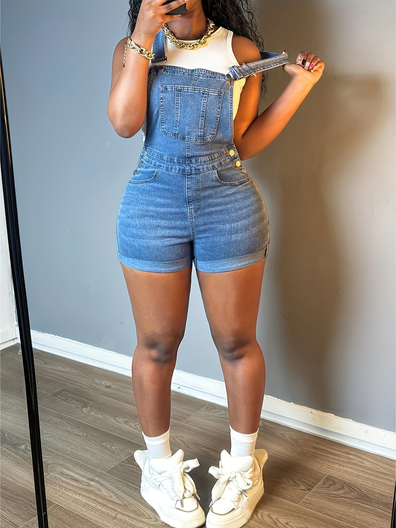 Women's Casual Romper - Short Leg Pocket Detail 2 detail view