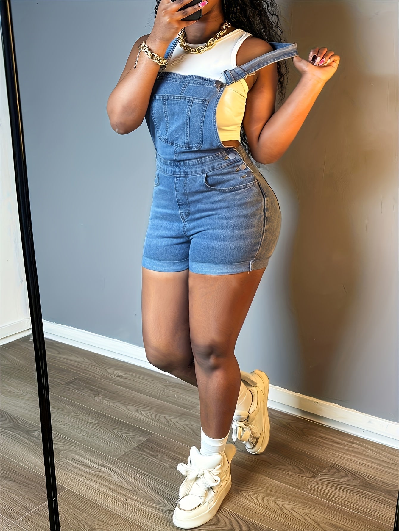 Women's Casual Romper - Short Leg Pocket Detail 2 detail view