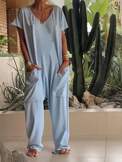Women's Casual Romper - Short Leg Pocket Detail – White option – view 2