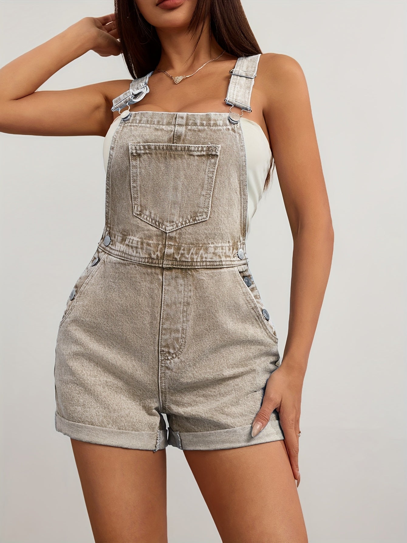Women's Casual Romper - Shoulder Strap Short Leg detail view