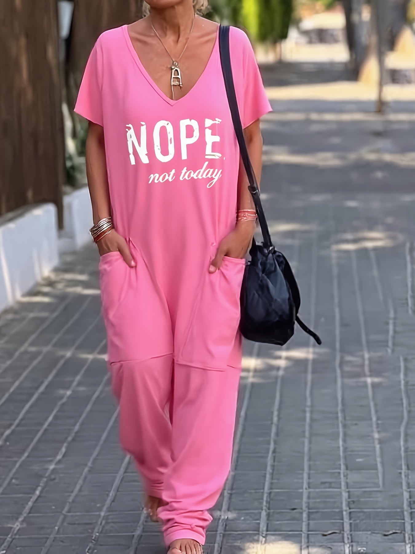 Women's Casual Romper - V-Neck Short Leg detail view