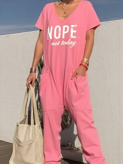 Women's Casual Romper - V-Neck Short Leg detail view
