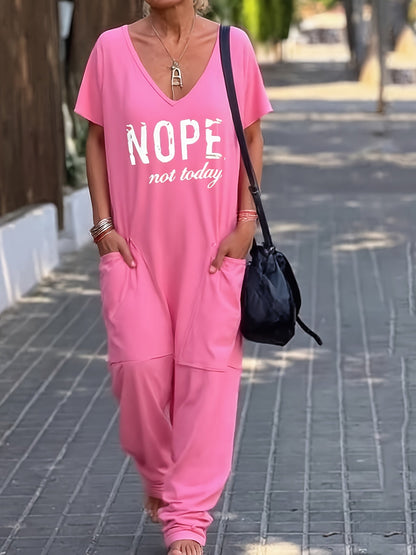 Women's Casual Romper - V-Neck Short Leg detail view