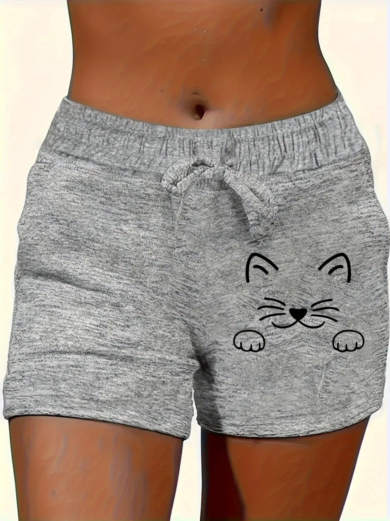 Women's Casual Shorts - Drawstring Graphic Print detail view